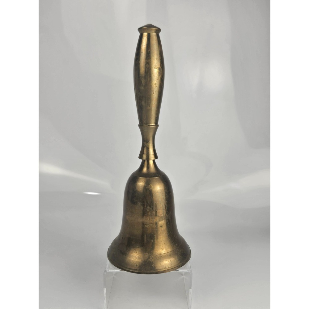 Large Solid Brass Hand‎ Bell 11" Vintage India Nautical Rustic Decor